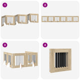 Cancello per cani pieghevole con supporti 6 pcs Rovere Sonoma