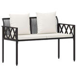 Set Mobili da Esterno 4 pcs Nero e Bianco Crema polyrattan