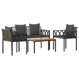 Set Mobili da Esterno 4 pcs Grigio e Grigio Scuro polyrattan