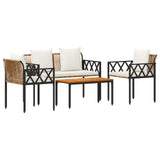 Set Mobili da Esterno 4 pcs Marrone e Bianco Crema polyrattan