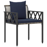 Set Mobili da Esterno 4 pcs Grigio e Blu Navy polyrattan
