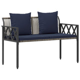 Set Mobili da Esterno 4 pcs Grigio e Blu Navy polyrattan