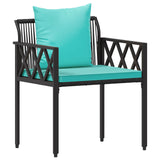 Set Mobili da Esterno 4 pcs Nero e Turchese polyrattan