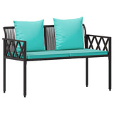 Set Mobili da Esterno 4 pcs Nero e Turchese polyrattan