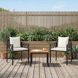 Set Mobili da Esterno 3 pcs Nero e Bianco Crema polyrattan