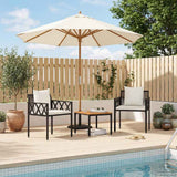 Set Mobili da Esterno 3 pcs Nero e Bianco Crema polyrattan