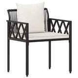 Set Mobili da Esterno 3 pcs Nero e Bianco Crema polyrattan