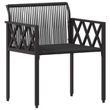 Set Mobili da Esterno 3 pcs Nero e Bianco Crema polyrattan