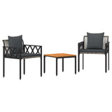 Set Mobili da Esterno 3 pcs Grigio e Grigio Scuro polyrattan