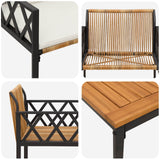 Set Mobili da Esterno 3 pcs Marrone e Bianco Crema polyrattan