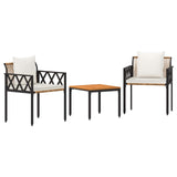Set Mobili da Esterno 3 pcs Marrone e Bianco Crema polyrattan