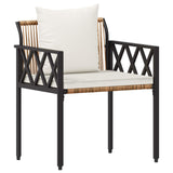 Set Mobili da Esterno 3 pcs Marrone e Bianco Crema polyrattan