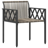 Set Mobili da Esterno 3 pcs Grigio e Blu Navy polyrattan