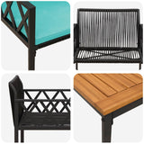 Set Mobili da Esterno 3 pcs Nero e Turchese polyrattan
