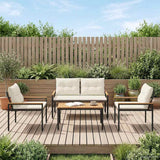 Set Mobili da Esterno 4 pcs Bianco Crema polyrattan