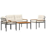Set Mobili da Esterno 4 pcs Bianco Crema polyrattan