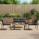 Set Mobili da Esterno 4 pcs Grigio Scuro polyrattan