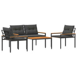 Set Mobili da Esterno 4 pcs Grigio Scuro polyrattan