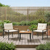 Set Mobili da Esterno 3 pcs Bianco Crema polyrattan