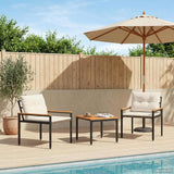 Set Mobili da Esterno 3 pcs Bianco Crema polyrattan