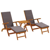 Lettino prendisole reclinabile e pieghevole 3 pcs Grigio Scuro