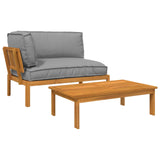 Set di divani con cuscino 2 pcs Grigio Legno di Acacia Massello