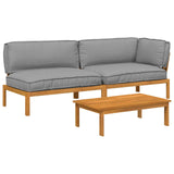 Set di divani con cuscino 3 pcs Crema Legno di Acacia Massello