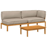 Set di divani con cuscino 3 pcs Talpa Legno di Acacia Massello