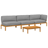 Set di divani con cuscino 4 pcs Grigio Legno di Acacia Massello
