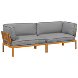 Set di divani con cuscino 2 pcs Grigio Legno di Acacia Massello