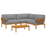 Set di divani con cuscino 4 pcs Grigio Legno di Acacia Massello