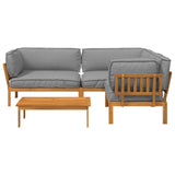 Set di divani con cuscino 4 pcs Grigio Legno di Acacia Massello