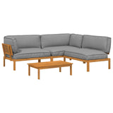 Set di divani 4 pcs Grigio Legno di Acacia Massello