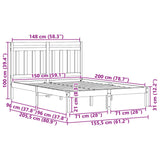 Struttura del letto Marrone cerato 205,5 x 155,5 x 100 cm