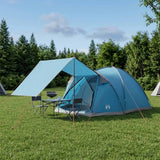 Tenda Capanna con tetto Blu 4 persone Poliestere e Acciaio