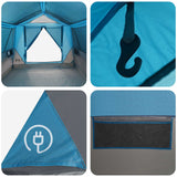 Tenda a tunnel con tetto Blu 8 persone Poliestere e Acciaio