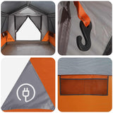 Tenda a tunnel con tetto Grigio e arancione 8 persone