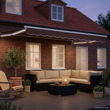 Tenda retrattile manuale con LED Marrone e bianco 3 x 2 m