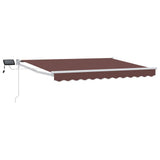 Tenda retrattile manuale con LED Marrone e bianco 3 x 2 m