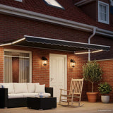 Tenda retrattile manuale con LED Antracite e Bianco 4 x 2 m