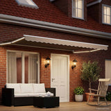 Tenda retrattile manuale con LED Beige e Bianco 5 x 3 m