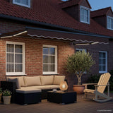 Tenda retrattile manuale con LED Marrone e Antracite 3 x 2 m