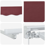 Cornice per Tenda Manuale con LED Borgogna e Bianco 2,5 x 2 m