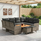 Set di Mobili 8 pcs Grigio e Grigio Scuro Rattan in PE