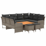 Set di Mobili 8 pcs Grigio e Grigio Scuro Rattan in PE