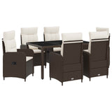 Set da pranzo per esterni 7 pcs Marrone e Bianco Crema