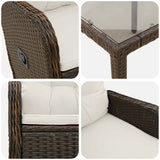 Set da pranzo per esterni 7 pcs Marrone e Bianco Crema