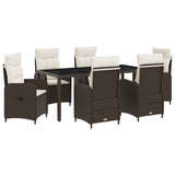 Set da pranzo per esterni 7 pcs Marrone e Bianco Crema