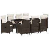 Set da pranzo per esterni 9 pcs Marrone e Bianco Crema