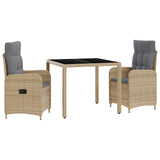 Set da pranzo per esterni 3 pcs Beige e Grigio Chiaro
